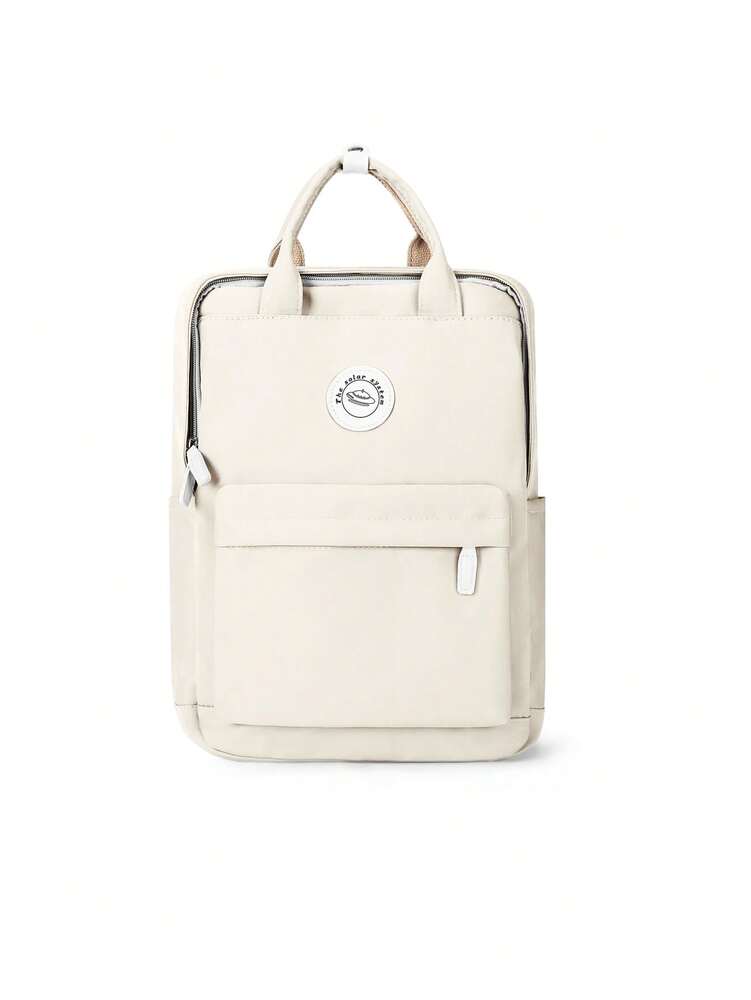 Minimalist Preppy School Backpack Solid Color Casual Travel Rucksack Lightweight Aesthetic Student Bookbag Waterproof College High School