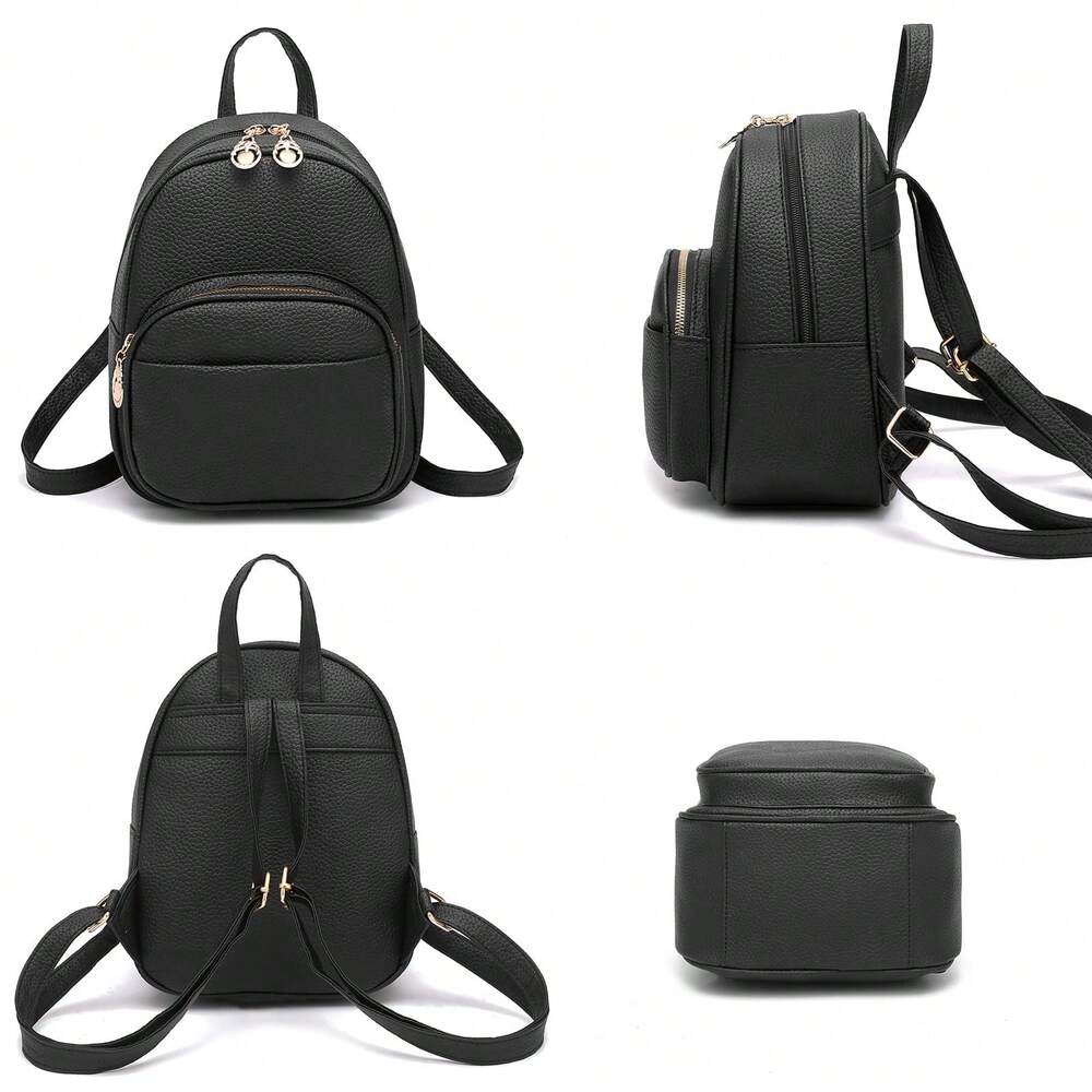 I IHAYNER Small Vegan Leather Backpack Purse For Teen Girls Mini Bag With Multiple Zipper Pockets Simple Casual Daily Travel School Bag