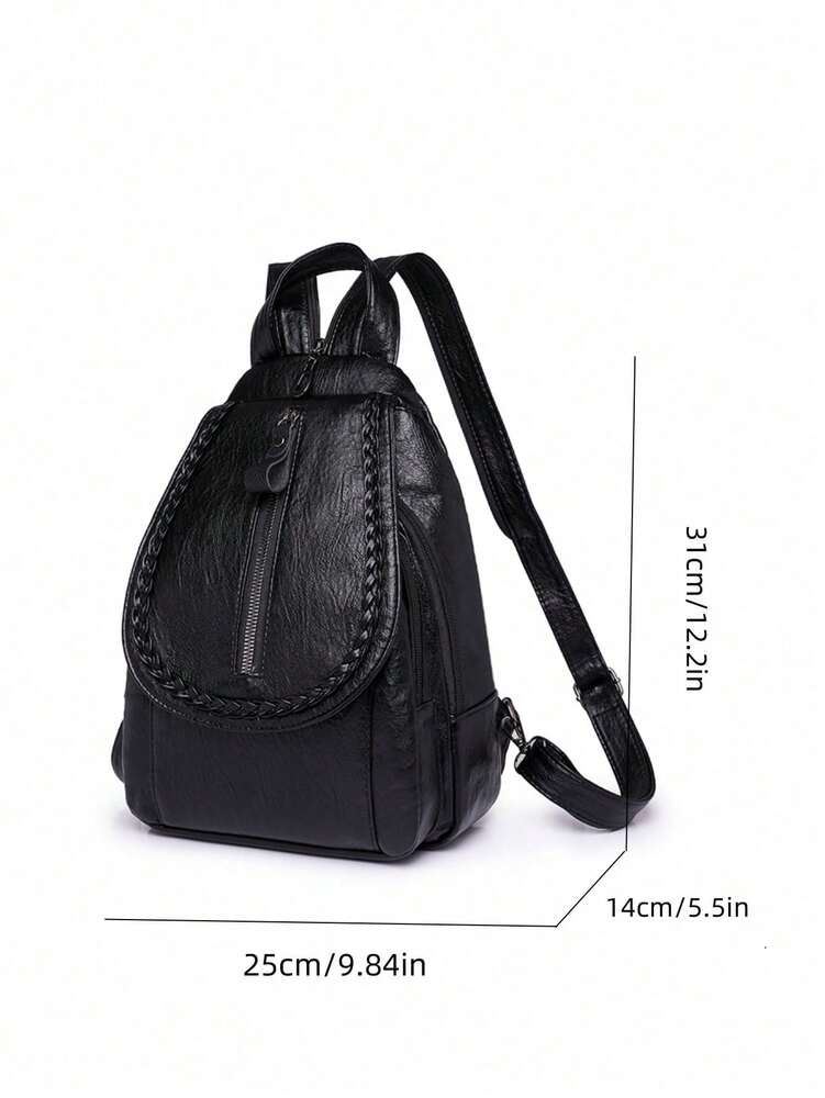 Women's PU Leather Flip Cover Backpack Multipurpose Shoulder Bag Casual Student Bookbag Travel Tote Back To School College Work Daily