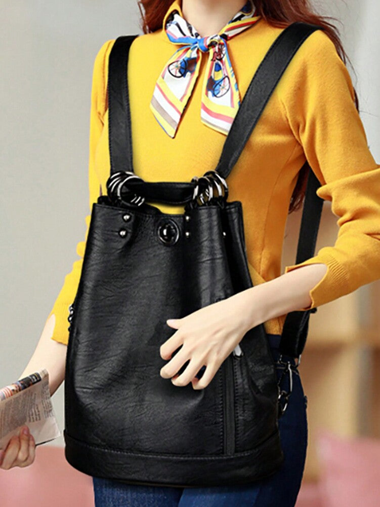 Fashion Large Capacity Women Backpack High Quality Soft Leather Designer Handbag Female Schoolbag Travel Ladies Casual Shoulder Daypack