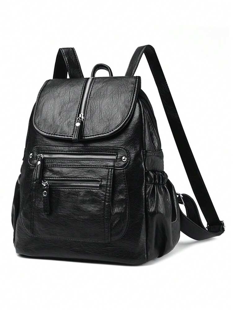 2025 Women Vintage Leather Backpack Soft Casual Shoulder Bag Large Capacity School Bag Mochila Ladies Travel Back Pack Fashion Purse