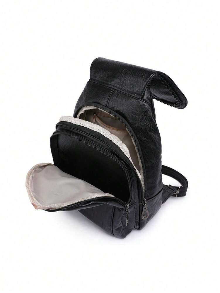 Women's PU Leather Flip Cover Backpack Multipurpose Shoulder Bag Casual Student Bookbag Travel Tote Back To School College Work Daily