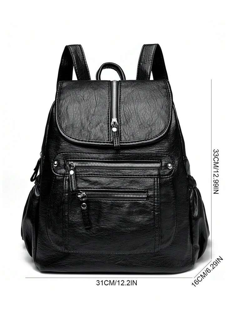 2025 Women Vintage Leather Backpack Soft Casual Shoulder Bag Large Capacity School Bag Mochila Ladies Travel Back Pack Fashion Purse