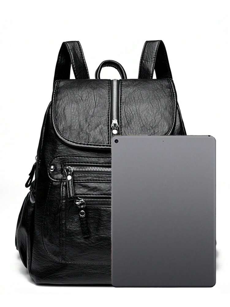 2025 Women Vintage Leather Backpack Soft Casual Shoulder Bag Large Capacity School Bag Mochila Ladies Travel Back Pack Fashion Purse