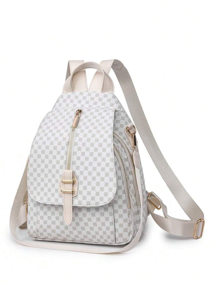 Women's Clover Backpack PU Leather Shoulder Bag Laptop Compartment Large Capacity Casual Commuter School Bag For Teen Girls Women Travel
