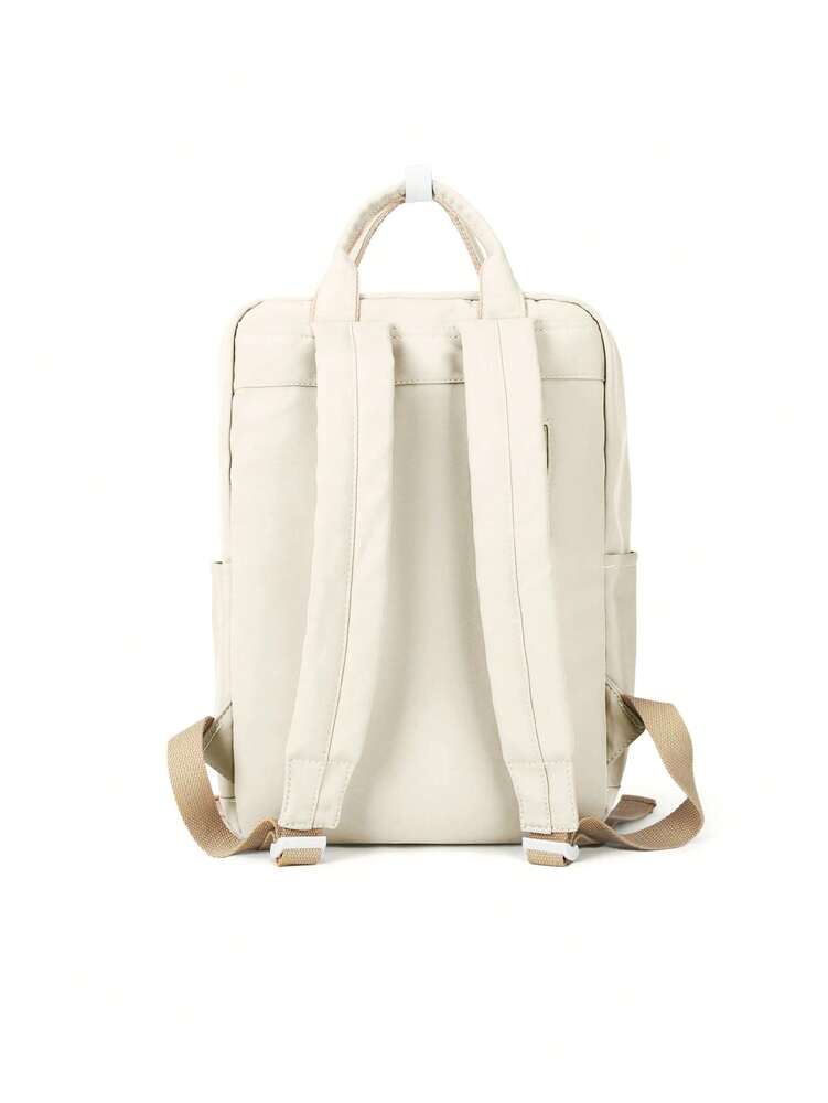 Minimalist Preppy School Backpack Solid Color Casual Travel Rucksack Lightweight Aesthetic Student Bookbag Waterproof College High School