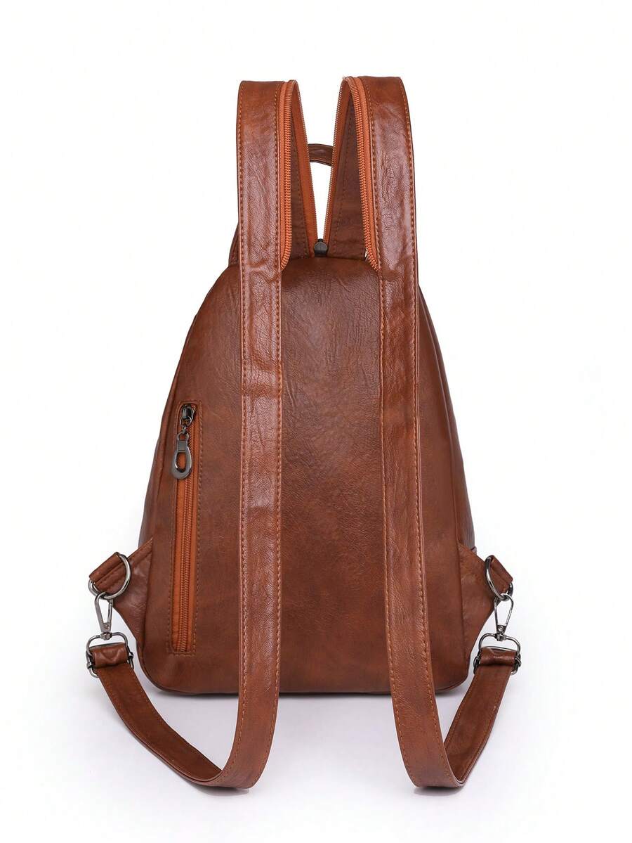 Women's PU Leather Flip Cover Backpack Multipurpose Shoulder Bag Casual Student Bookbag Travel Tote Back To School College Work Daily