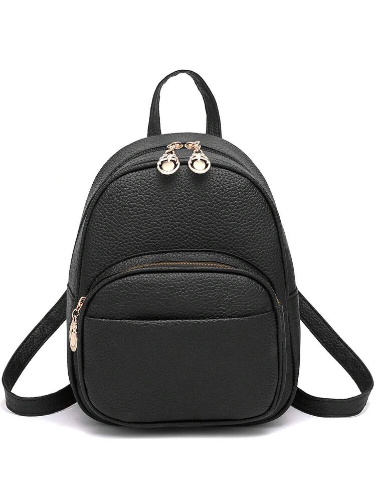 I IHAYNER Small Vegan Leather Backpack Purse For Teen Girls Mini Bag With Multiple Zipper Pockets Simple Casual Daily Travel School Bag