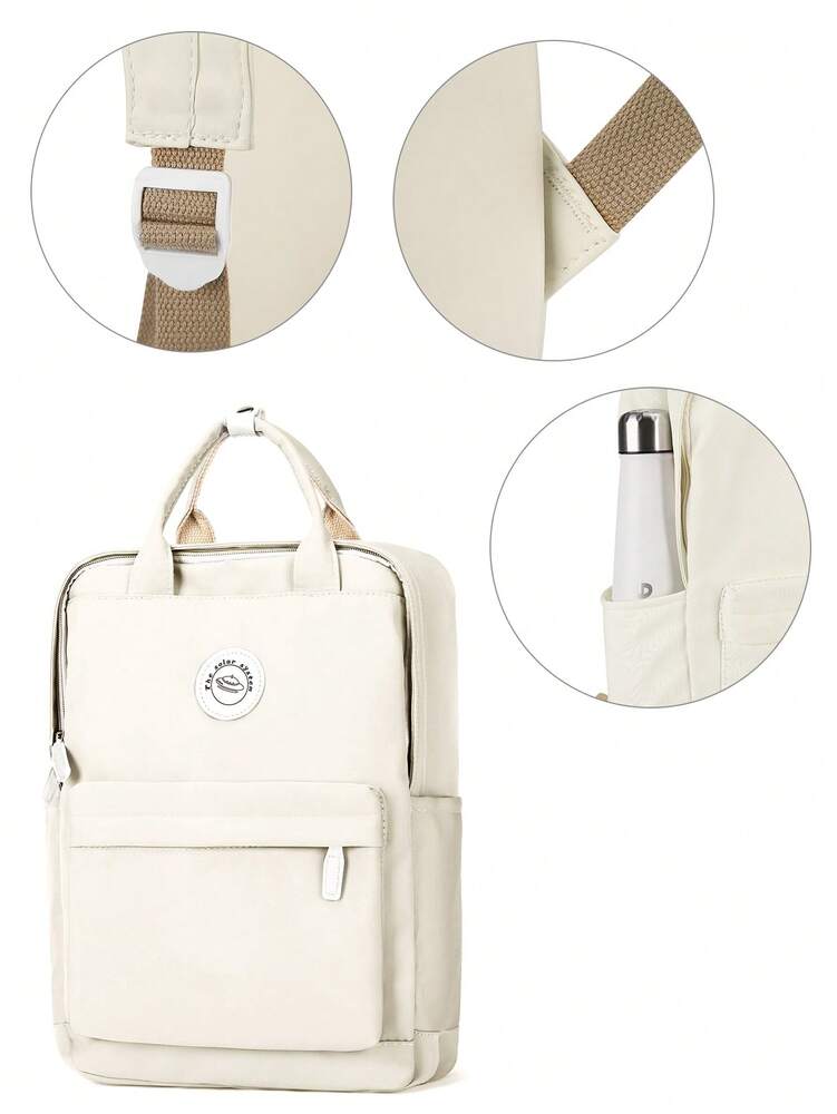 Minimalist Preppy School Backpack Solid Color Casual Travel Rucksack Lightweight Aesthetic Student Bookbag Waterproof College High School